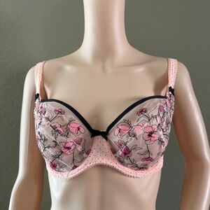 Freya Floral Embroidered Pink Bra Size 36DD